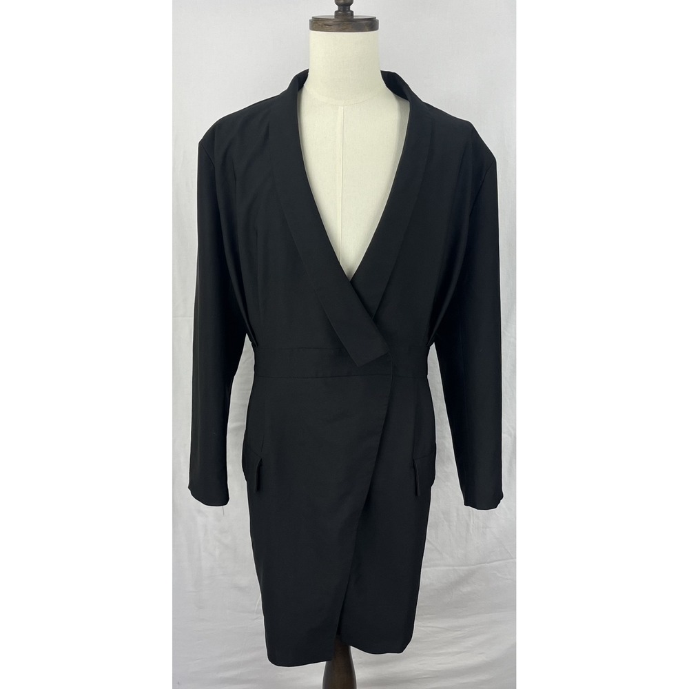 GUC Choosy Women's Black Tuxedo Blazer Long Sleeve V-Neck Plus Size 20
